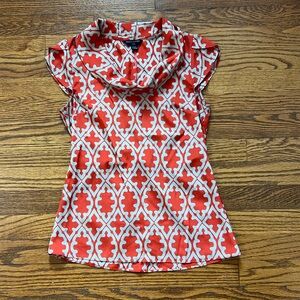 Orange and Tan Flutter Sleeve Blouse by Banana Republic